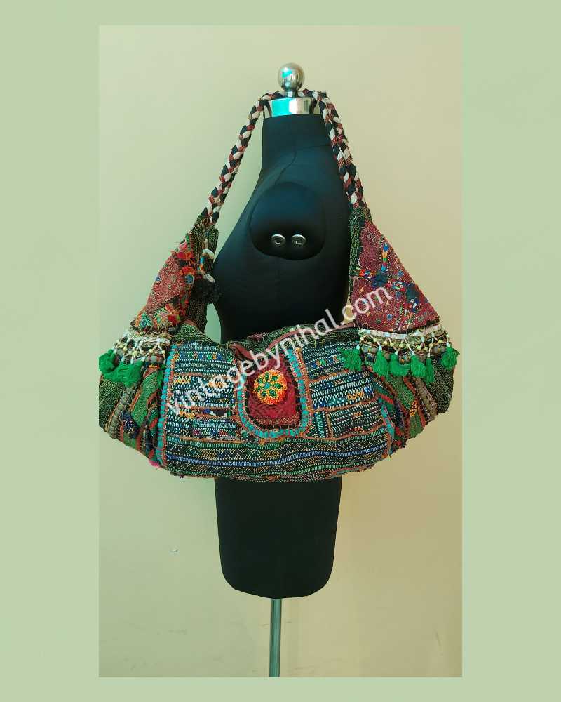 Vintage Afghani Hand Embroidered Medium Sized Luggage Bag 